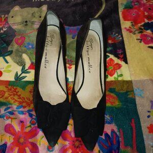 Bettye by Bettye Muller black suede bow heels
